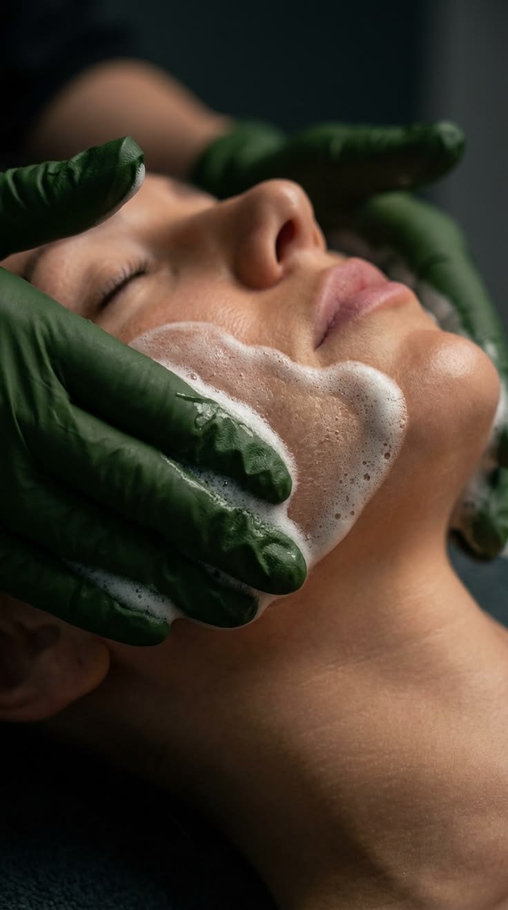 A Kaaya Glow esthetician performing a facial treatment